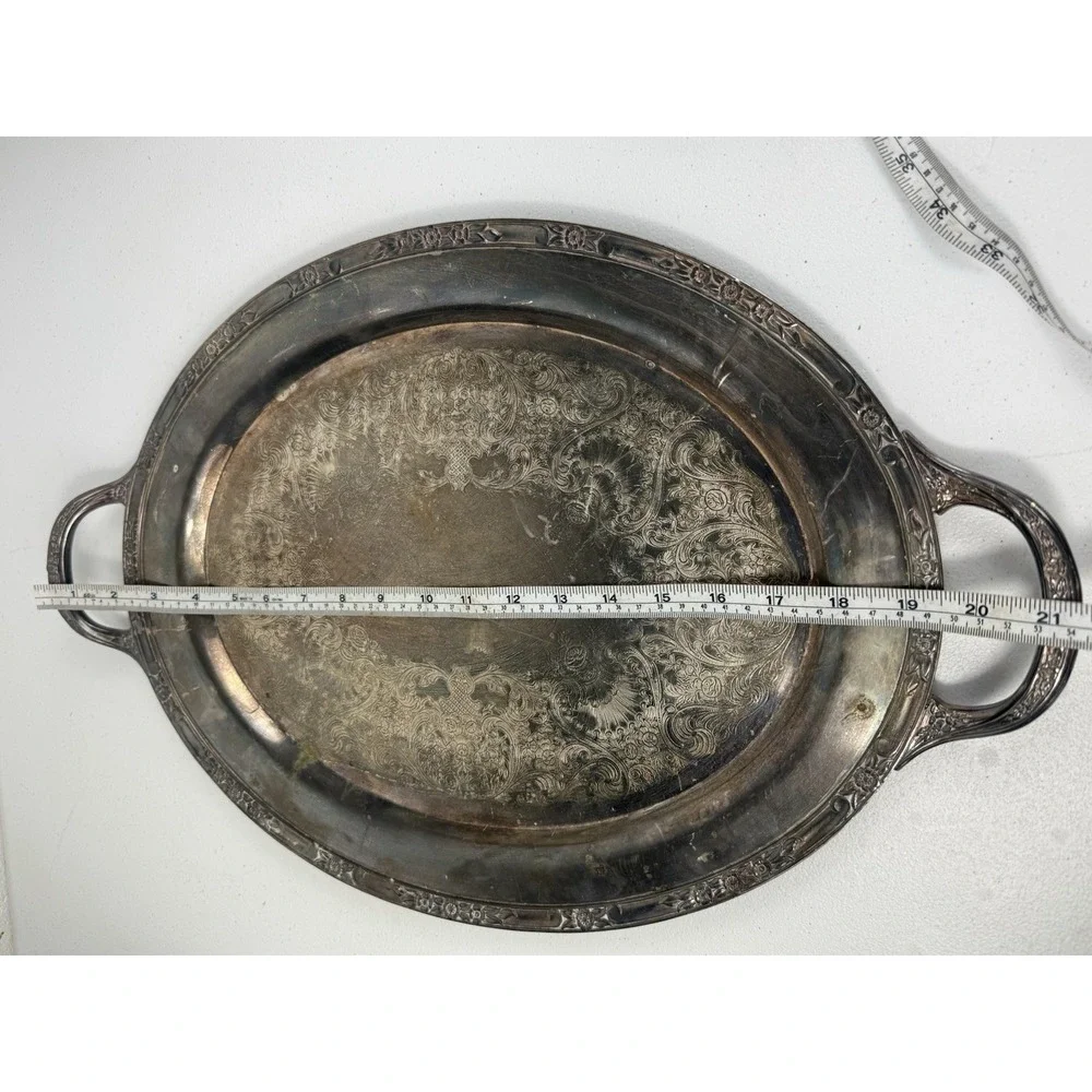 Antique Rogers and Bro 2380 Silver Heritage Serving Tray Victorian Style